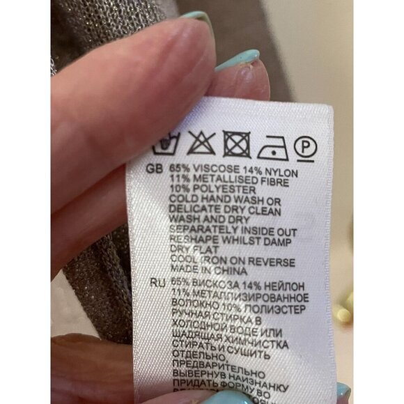 Reiss Long Sleeve Tan Open Front Lightweight Cardigan Size Extra Small Shimmery - Picture 2 of 5